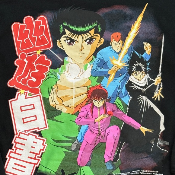 Yu Yu Hakusho 90s Japanese Graphic Anime Black Hoodie Sweatshirt Men’s Large - Picture 2 of 11
